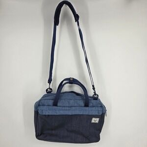 Herschel Supply Co Blue Two Tone Denim Messenger Bag Laptop Travel Briefcase